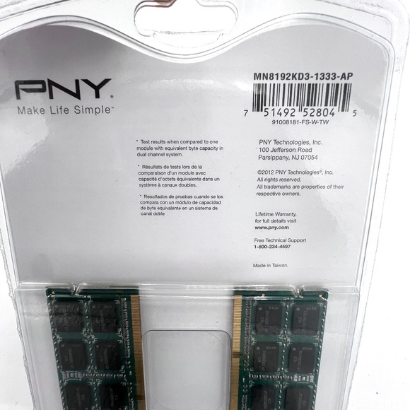 PNY 8GB RAM Memory Kit 2X‎ 4GB PC3-10666 DDR3 MN8192KD3-1333-AP Factory Sealed - Picture 3 of 4
